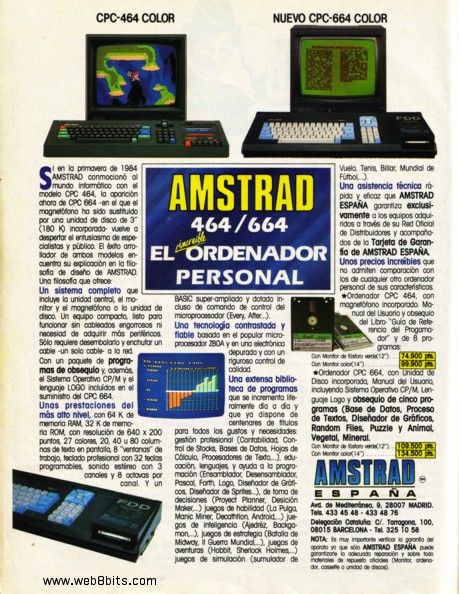  Comentarios: Primer anuncio del Amstrad CPC 664, que se sepa fue el único 